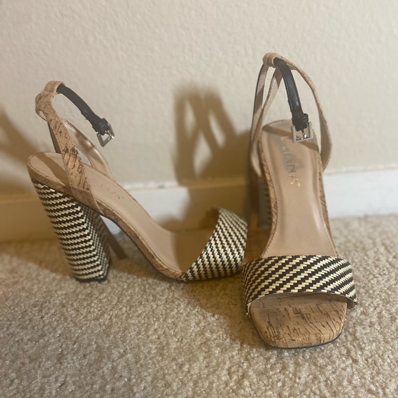 LULUS - Black Woven Cork Ankle Strap Heels - Picture 3 of 3